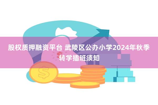 股权质押融资平台 武陵区公办小学2024年秋季转学插班须知